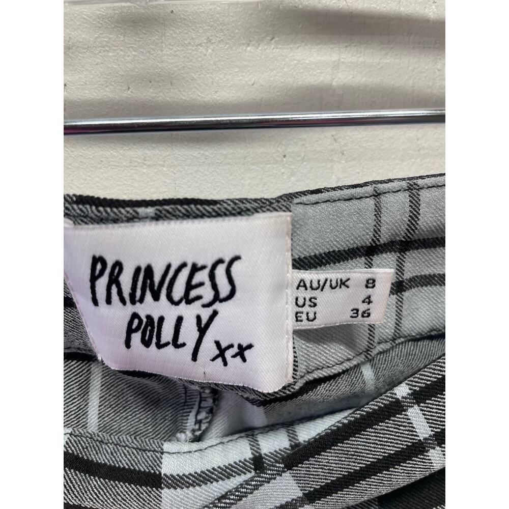 Princess Polly Euros Pants Black & Gray Plaid Size 4 Straight Leg - Picture 2 of 10